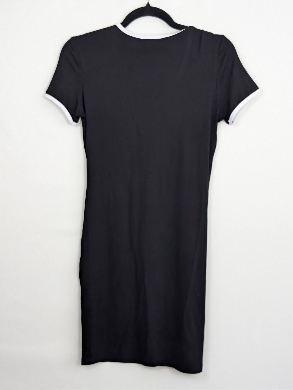 SHEIN Black Short Sleeve V Neck Stretchy Rayon T Shirt Mini Dress Size Medium - Picture 7 of 10
